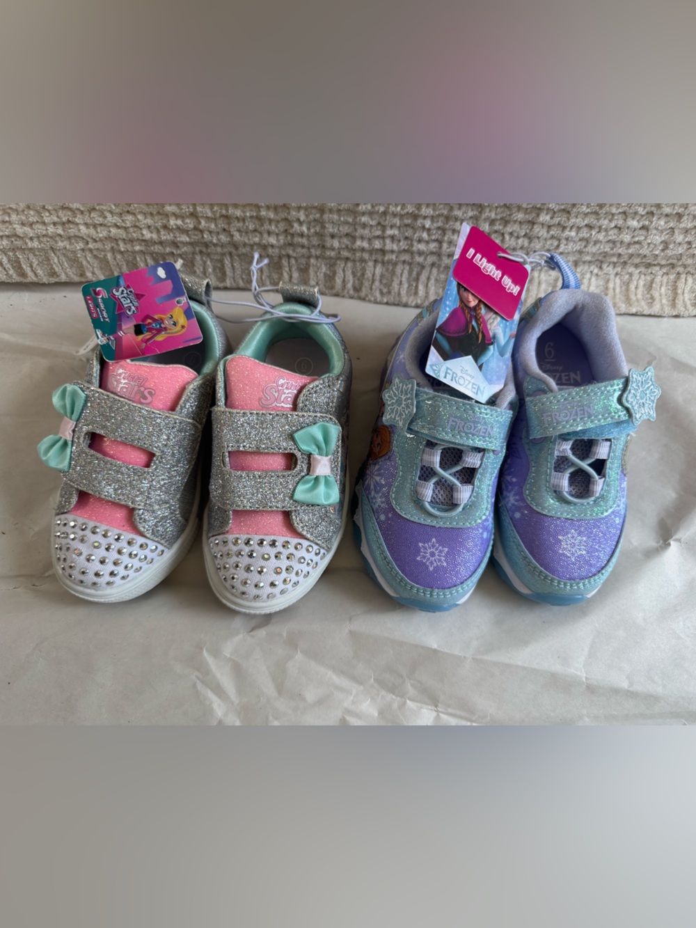 Skechers Girls Glitter Pink & Purple Light-Up Sneakers - Twin Pack